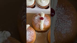 Cream buns and vanilla cupcakes