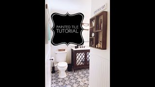 How to Stencil a Tile Floor | painted floor tutorial | A makers studio projects | How to paint tile