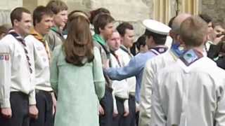 Queen Scouts at Windsor 2013 with Bear Grylls and Kate Middleton