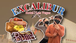 THE BUFFET at Excalibur + FULL ROOM | GYM & POOL TOUR