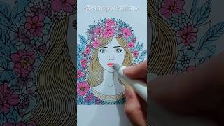 Color with me - Flower Girl - Stress released coloring