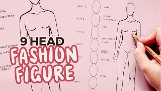 how to draw the fashion figure template or block | 9 heads technique for beginners