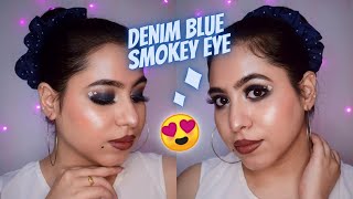 Easy Denim Blue Smokey Eye Tutorial For Beginners • Aakanksha Ghai