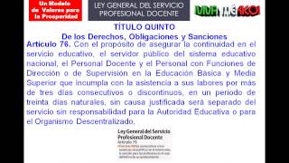 ARTÍCULO 76: LEY  DEL SERVICIO DOCENTE EN PRO DE UNA SOCIEDAD DE VALORES.