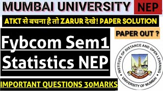 Fybcom sem1 30marks  Statistics Important QUESTIONS & Paper Pattern Nep MATHS ARK SIR