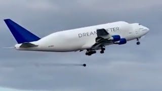 A Cargo Airplane loses a wheel during takeoff | Dreamlifter loses a wheel