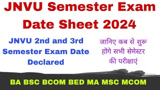 JNVU Semester Exam Date sheet declared 2024| JNVU 2nd semester exam time table kab tak ayega 2024