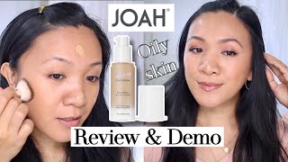 New! Joah Beauty Crystal Glow Primedation Foundation Review & Demo Oily Skin | aboutsomethingpretty