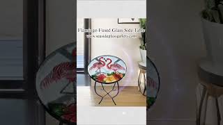 Fantastic Flamingo Glass Side Table – 12″ Diameter Top