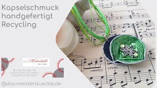 handgefertigter Recyclingschmuck Kapselschmuck Dirndlkette grün