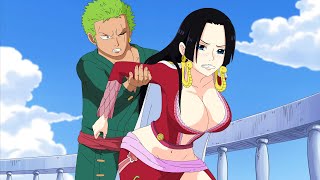 Boa Hancock's reaction after Zoro resists her beauty in One Piece