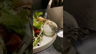 Cutting Burrata Cheese with Salad at Italian Restaurant #cheese #asmreating #shorts