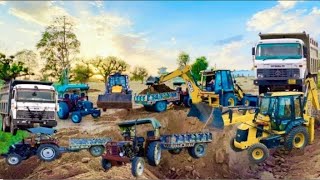 JCB 3dx Backhoe Loading Mud in Tata Dumper T For Making Dussehra Ground Pond #jcb #jcbvideo #jcb3dx