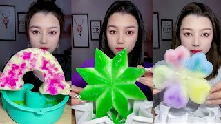 ASMR ICE EATING DELICIOUS COLORED SHAPED ICE CRUNCHY SOUNDS