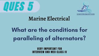 What are the #conditions for #paralleling of #alternators #marine_engineering @_samudramanthan_​