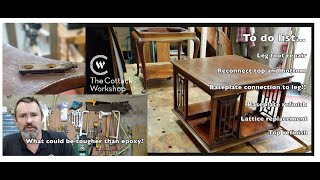 Edwardian revolving bookcase - heirloom damaged in transit - restored and repaired