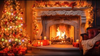 Cozy Christmas Music 🔥 Festive Tree & Fireplace Ambience 🎄🔥 Crackling Fire & Holiday Decor