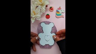 How to make a Cute teddy bear with purple Glitter Eva foam #art #drawing #craft #trending #tutorial