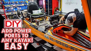 How to Install Power Ports to ANY Kayak EASY.. AND Version 2.0 DIY Kayak foot pedal build!