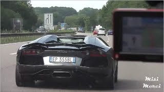 Lamborghini Aventador Roadster - Driving on  German Highway