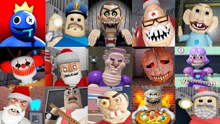 SPEED Run in 7 Scary Obby from Barry Prison, Mr Stinky, Evil Grandpa, Grumpy Gran, Rainbow Friends