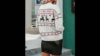 Fashion Sweaters Long Sleeve Print Knitted Pullover Chic