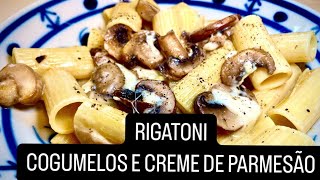 RIGATONI COM COGUMELOS E CREME DE PARMESÃO. HUMMMMM…DOS DEUSES!!!