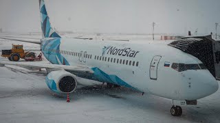 Взлет в снегопад. Уфа. а/к "НордСтар" Боинг 737-800  | 11’22