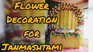 Simple flower 🌷 decoration Janmashtami,  Ganpati flower decoration ideas for home, Noida, Delhi NCR