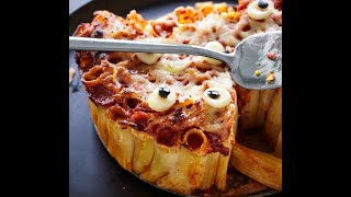 Creepy Peepers Pasta Pie for Halloween