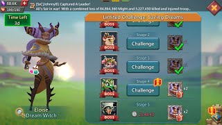 Lords mobile limited Challenge Dream witch stage 4 | saving dreams stage 4 | Eloise stage 4 |