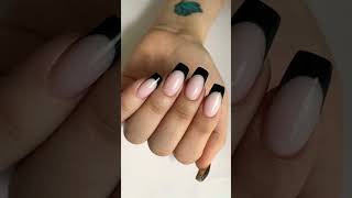 Gel nails 💅 with BLACK french tip nails 🖤 #nails