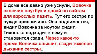 Вовочка лазит по сайтах для взрослых, тут сзади слышит тяжёлое дыхание сестры... Анекдоты! Юмор!