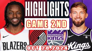 Sacramento Kings Vs Portland Trail Blazers GAME 2ND Highlights Oct 28,2024 NBA Season