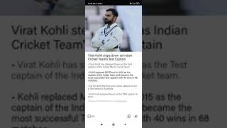 Virat Kohli steps down as Indian Cricket Team's Test Captain