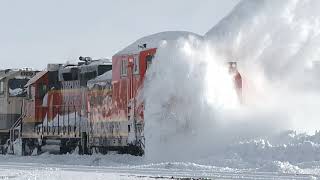 BNSF Rotary Snow Plow Action in McIntosh, South Dakota!