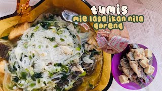 masak mie lasa + ikan nila goreng  | masakan ibu