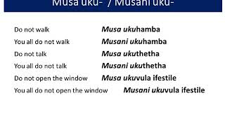 Week 7 Xhosa Grammar: 10.3 Negative commands