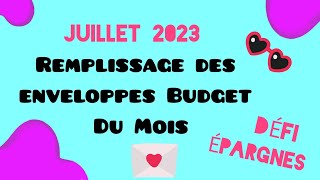 Remplissage Cash : Mes Enveloppes Budget du mois ☀️ #juillet2023 #budgetplanner #enveloppes #billets