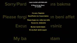 6 Ways to say Sorry in Turkish #turkish #turkishgrammar #turkishlessons #learnturkish