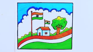 Har ghar tiranga drawing/Har ghar tiranga poster drawing/independence day poster drawing/tiranga