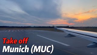 Sunset take off from Munich Airport with Brussels Airlines Airbus A320