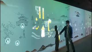 Laser screen laser tech hand touch on curved wall projection mapping wall magic wall interactive