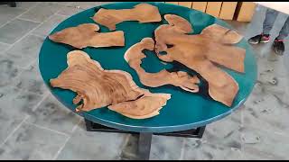 round epoxy dining table | akku art exports | Blue River epoxy table #diningtable #epoxy #newdesign