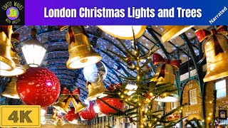 London Christmas trees & lights walking tour 4K: Covent Garden to New Bond Street + Trafalgar Square