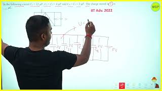 In the following circuit C1 = 12 μF, C2 = C3 = 4 μF and C4 = C5 = 2 μF. The charge stored in