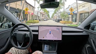 Tesla FSD Drives from Worth Avenue to Annies Dock in Palm Beach with Zero Disengagements