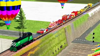 TRANSPORTING POLICE CARS, AMBULANCE, FIRE TRUCK, ROAD ROLLER CAR, AMAZING CARS WITH TRAIN ! FS22