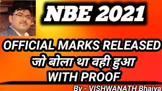 NBE RESULT MARKS DECLARED #NBE_2021_RESULT_DECLARED