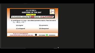 SKEW SYMMETRIC MATRIX // QUESTION OF THE DAY